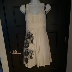 Cream tank dress with black flowers